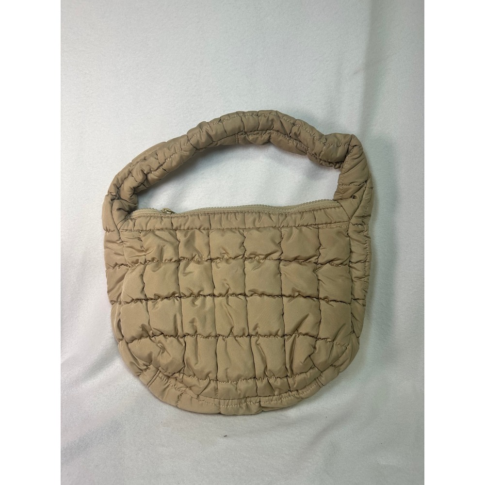 Do Everything In Love Tan Quilted Puffer Shoulder Bag Beige Padded Hobo RN122351